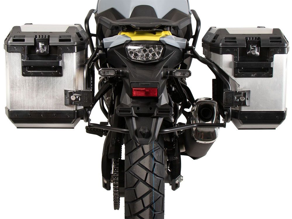 Achter aanzicht motor met cutout koffers