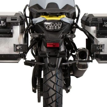 Achter aanzicht motor met cutout koffers