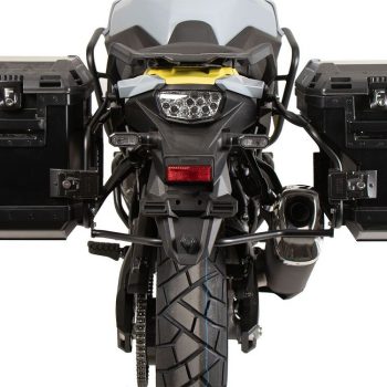 Achter aanzicht motor met cutout koffers